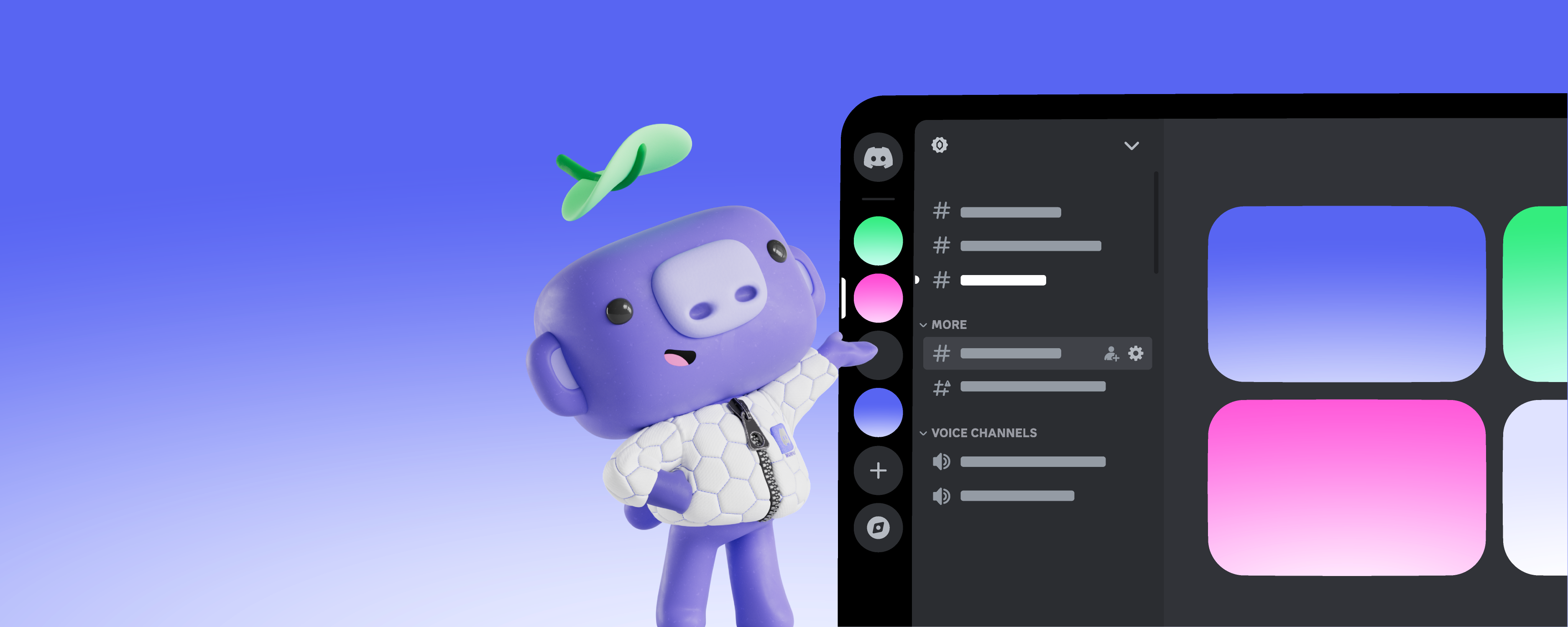 Wumpus showing off the desktop app. 