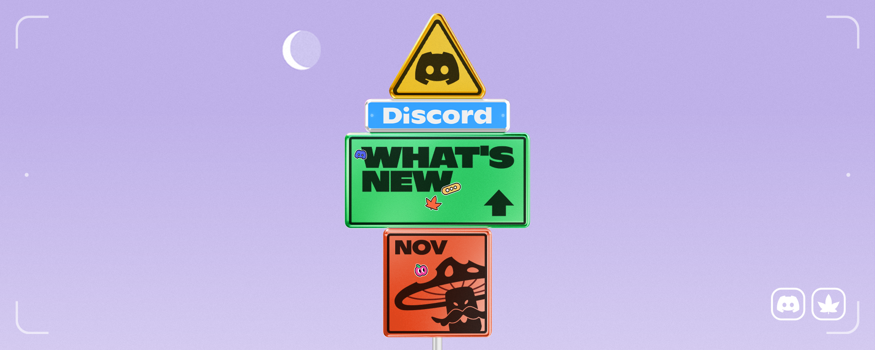 A signpost reading "Discord," "What's New" and "November."