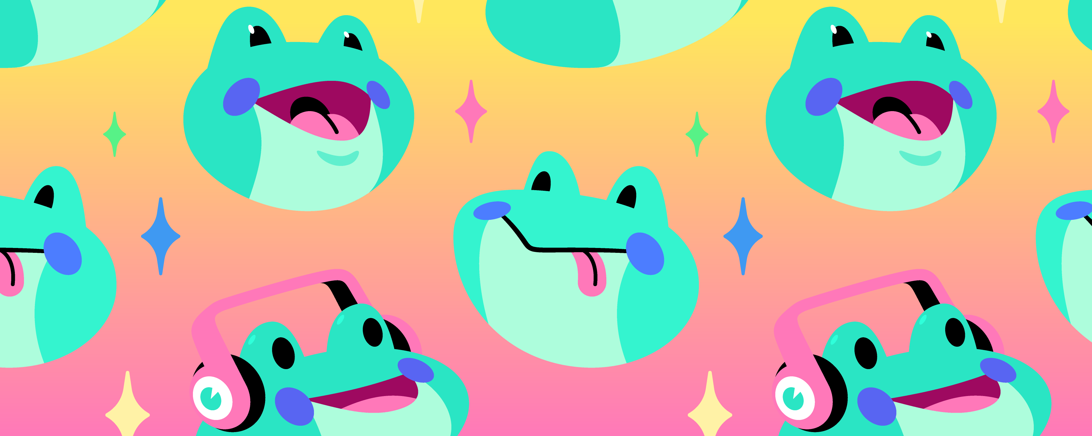 A collage of Discord’s frog mascot, Phibi, in different moods and expressions. 