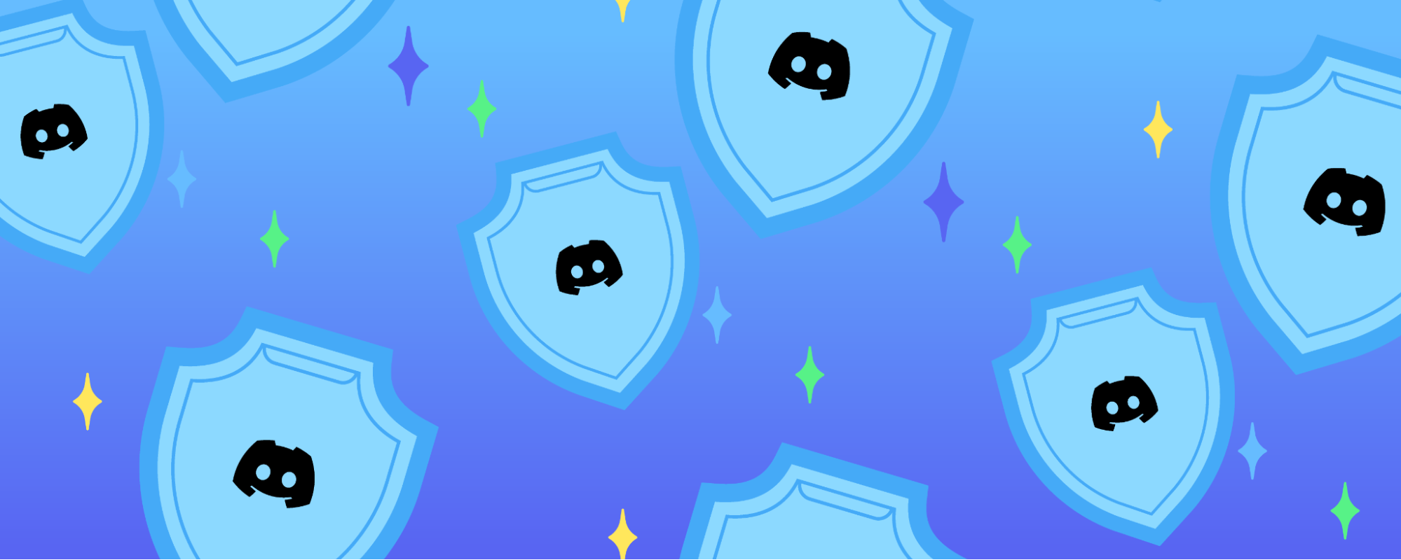 An array of protective shields with the Discord logo displayed on them.
